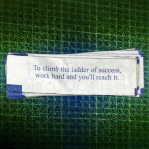 “To climb the latter of success, work hard and you’ll reach it”. - Fortune No Cookie